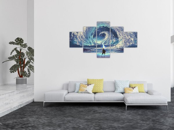 Obraz - Ilustrace kluka s kopím (125x70 cm)