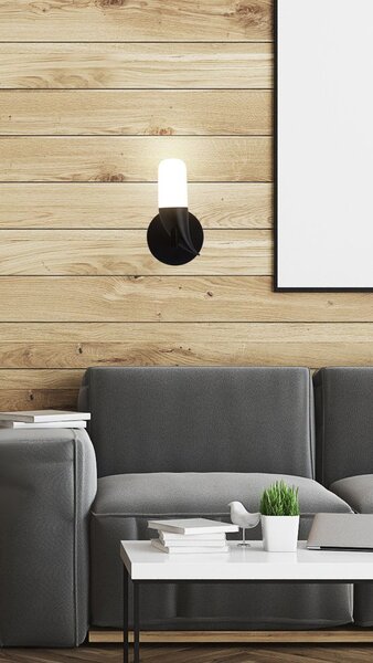 Designové nástěnné LED osvětlení SAKAI - 5,4W, 3000K (teplá bílá), přírodní dřevo / černá