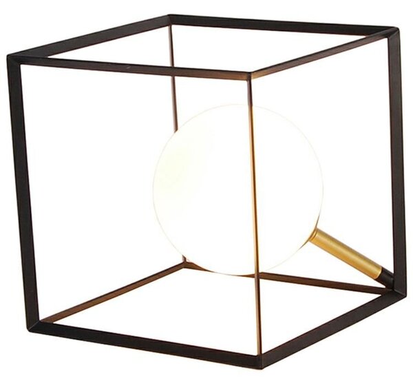 Stolní industriální lampa WEERT - 1xG9, 28W, 15x15cm, černá / zlatá