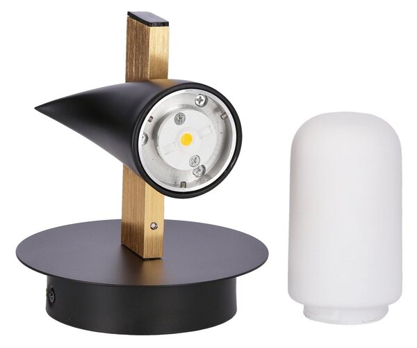 Designové nástěnné LED osvětlení SAKAI - 5,4W, 3000K (teplá bílá), přírodní dřevo / černá