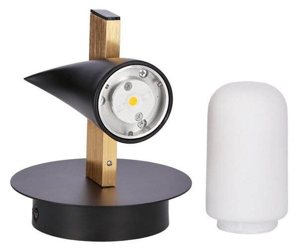 Designové nástěnné LED osvětlení SAKAI - 5,4W, 3000K (teplá bílá), přírodní dřevo / černá