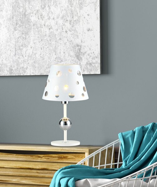 Stolní moderní lampa BATLEY - 1xE14, 60W, bílá