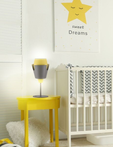 Moderní stolní lampa FALUN - 1xE27, 40W, šedá / žlutá