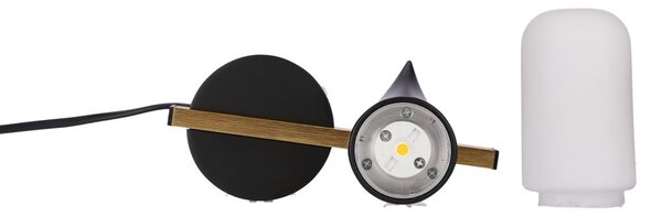 Stolní LED lampa ve skandinávském stylu SAKAI - 5,4W, 3000K (teplá bílá), přírodní dřevo / černá