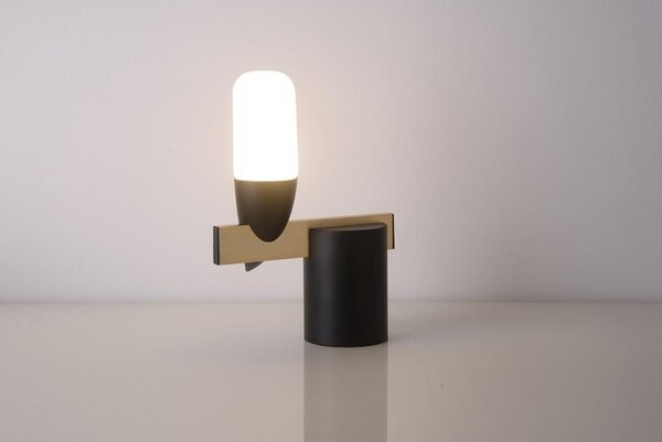 Stolní LED lampa ve skandinávském stylu SAKAI - 5,4W, 3000K (teplá bílá), přírodní dřevo / černá