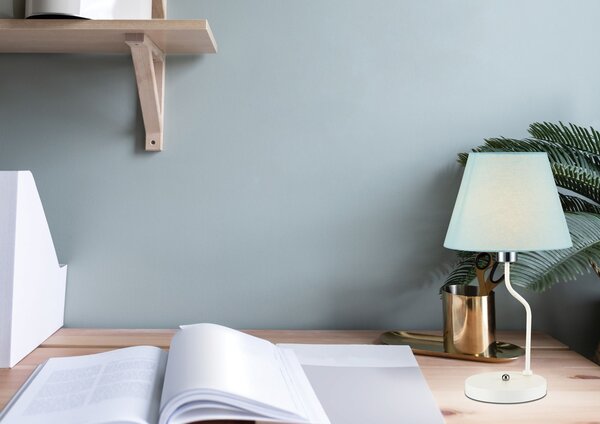 Stolní moderní lampa LUMINOR - 1xE14, 60W, modrá / bílá