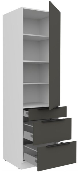 Potravinová skříň se šuplíky LUNARA - šířka 60 cm, grafit / bílá