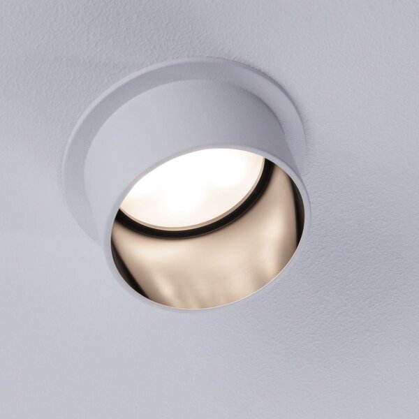 Paulmann 93384 LED Gil, bodovka v bílo-ocelové úpravě, 1x6,5W LED 2700K tříkrokové stmívání, prům. 6,8cm, IP44