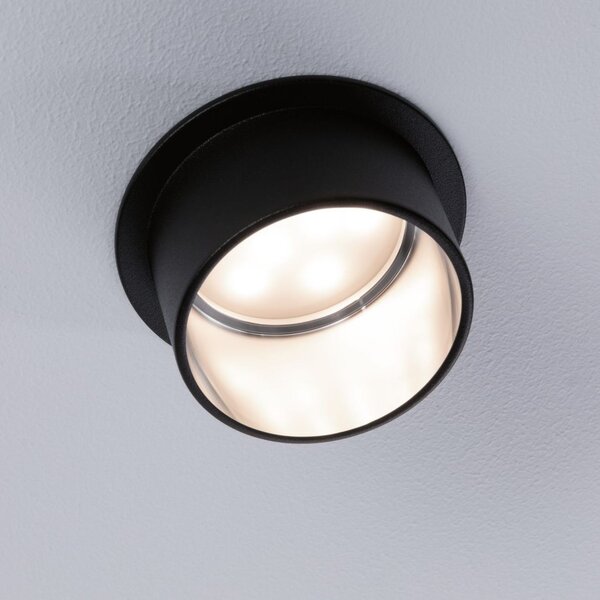 Paulmann 93382 LED Gil, bodovka v černo-ocelové úpravě, 1x6,5W LED 2700K tříkrokové stmívání, prům. 6,8cm, IP44