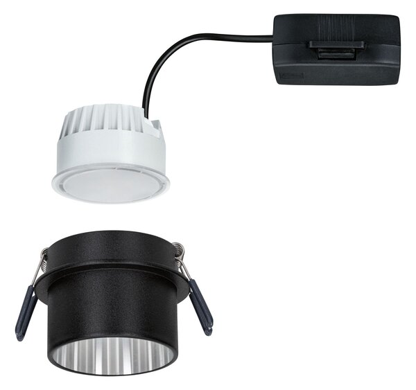 Paulmann 93382 LED Gil, bodovka v černo-ocelové úpravě, 1x6,5W LED 2700K tříkrokové stmívání, prům. 6,8cm, IP44