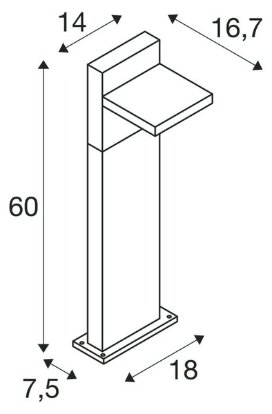 SLV 1002991 Abridor pole 60, venkovní antracitový sloupek LED 14W, IP55, 3000/4000K, výška 60cm