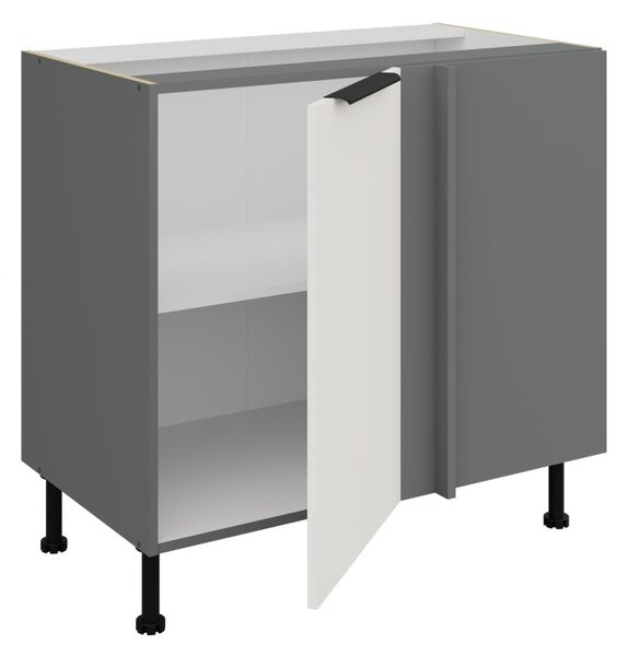 Prodloužená rohová skříňka LUNARA - šířka 90 cm, bílá / antracit