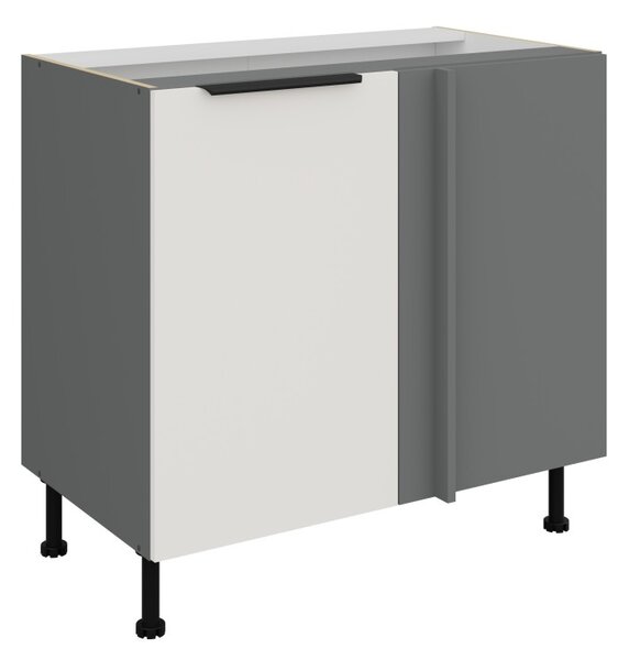 Prodloužená rohová skříňka LUNARA - šířka 90 cm, bílá / antracit