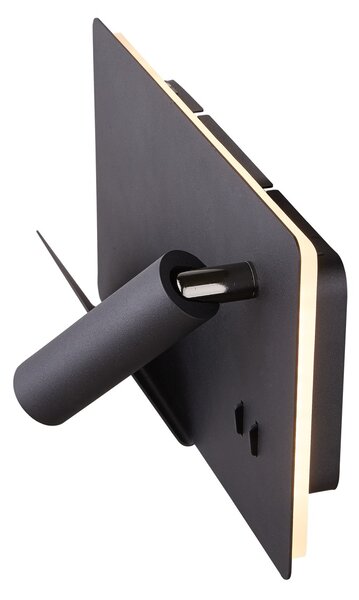 SLV 1003455 Somnila Flex, nástěnné svítidlo k posteli, LED 13W 3000K, černá, verze vlevo, USB přípojka