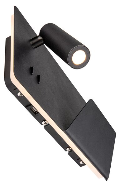 SLV 1003456 Somnila Flex, nástěnné svítidlo k posteli, LED 13W 3000K, černá, verze vpravo, USB přípojka