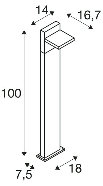 SLV 1002992 Abridor pole 100, venkovní antracitový sloupek LED 14W, IP55, 3000/4000K, výška 100cm