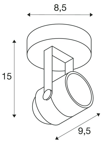 SLV 132020 Spot 79, nástěnné/stropní svítidlo, 1x GU10 max. 50 W, černé, průměr 8,5cm