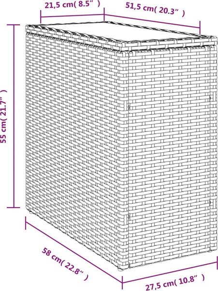 VidaXL Zahradní stolek skleněná deska 58x27,5x55 cm polyratan [366189] Barva: Béžová