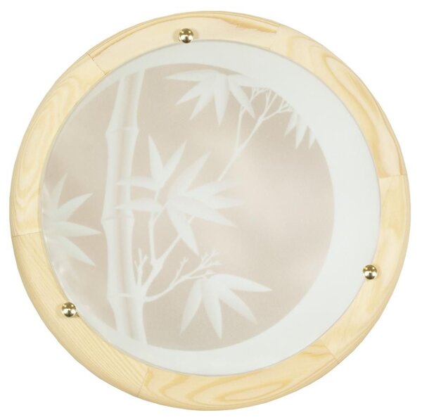Dřevěné stropní moderní osvětlení BAMBOO - 2xE27, 60W, 38cm, kulaté, hnědé / čiré
