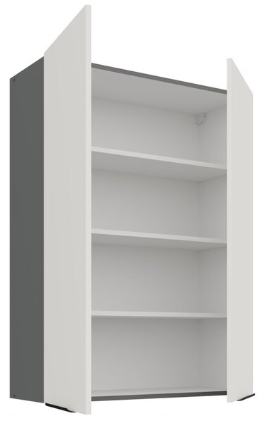 Vysoká horní kuchyňská skříňka LUNARA - šířka 80 cm, bílá / antracit