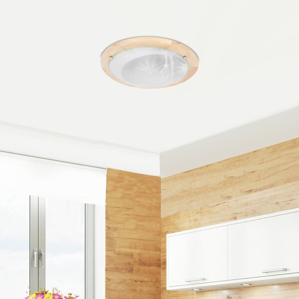 Dřevěné stropní moderní osvětlení BAMBOO - 2xE27, 60W, 38cm, kulaté, hnědé / čiré