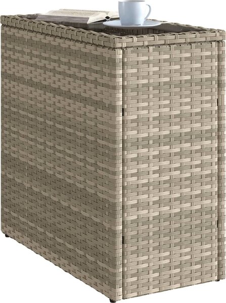 VidaXL Zahradní stolek skleněná deska 58x27,5x55 cm polyratan [366189] Barva: Béžová