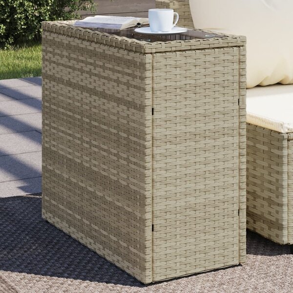 VidaXL Zahradní stolek skleněná deska 58x27,5x55 cm polyratan [366189] Barva: Béžová