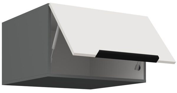Horní hluboká skříňka s výklopnými dvířky LUNARA - šířka 60 cm, bílá / antracit