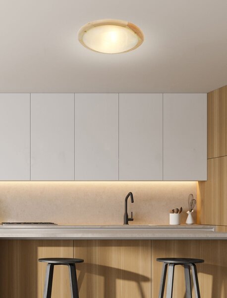 Dřevěné stropní moderní osvětlení BAMBOO - 2xE27, 60W, 38cm, kulaté, hnědé / čiré