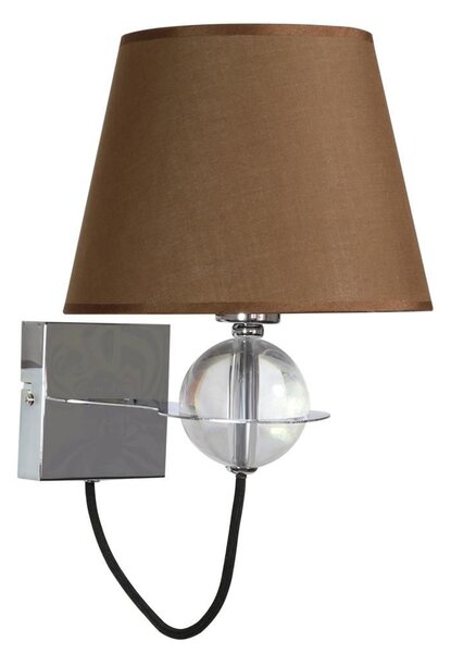 Nástěnná moderní lampa TESORO - 1xE14, 40W, chromovaná / hnědá