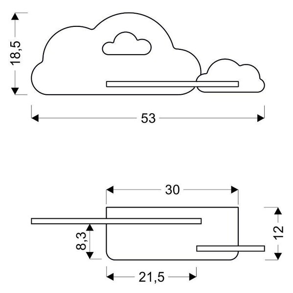 Dětské nástěnné LED světlo do zásuvky CLOUD - 5W, 4000K (denní bílá), bílé / růžové
