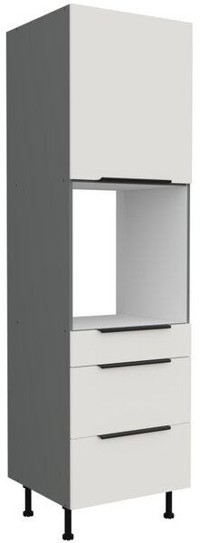 Skříň na vestavnou troubu se šuplíky LUNARA - šířka 60 cm, bílá / antracit