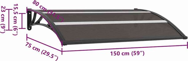 VidaXL Vchodová stříška 150 x 75 cm polykarbonát [144824] Barva: Černá a průhledná