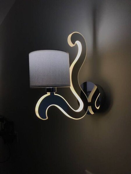Moderní nástěnná lampa AMBROSIA - 1xE14, 40W + LED 6W, 2800K (teplá bílá), chromovaná