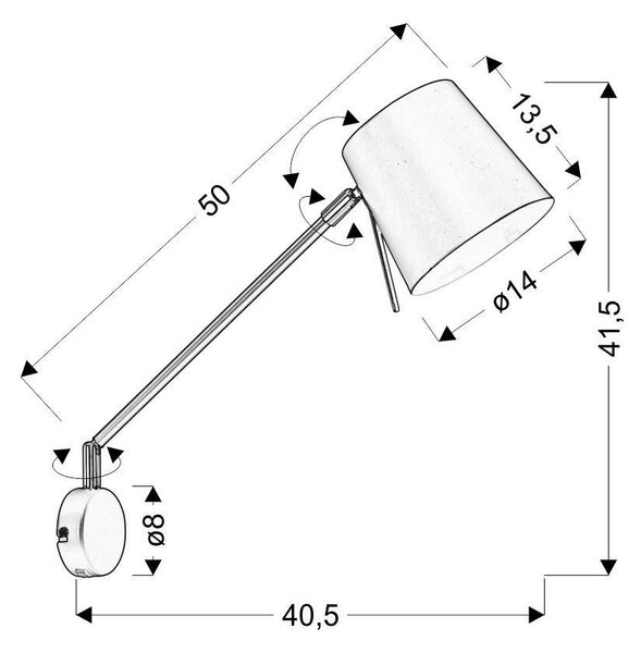 Flexibilní nástěnná lampa KILLY - 1xE27, 40W, matná černá