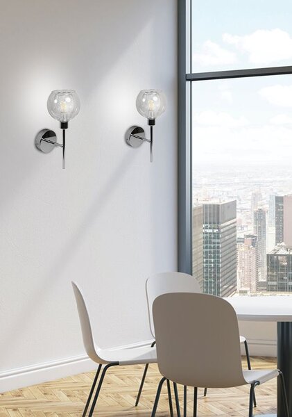 Nástěnné designové osvětlení OZZO - 1xE14, 40W, chromované / čiré