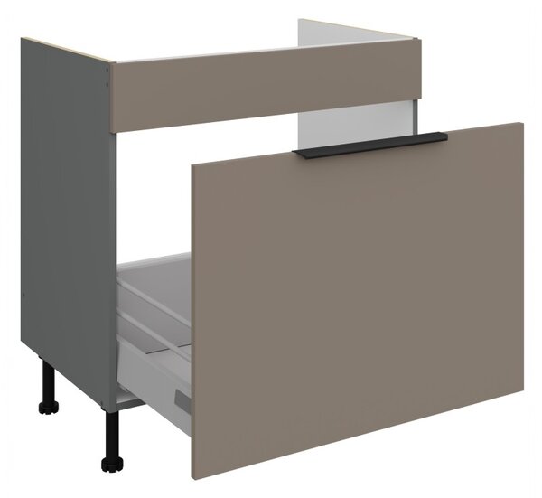 Dolní skříňka na dřez LUNARA - šířka 80 cm, tmavě béžová / antracit