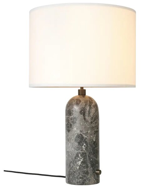 GUBI Šedá mramorová stolní lampa Gravity 49 cm s bílým stínidlem