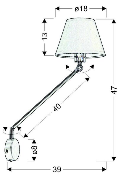 Flexibilní nástěnná lampa FILLY - 1xE27, 40W, matná černá