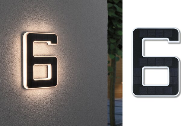 Paulmann 79847 solární domovní číslo 6 s vyměnitelnou baterií LED 0,2W 3000K, výška 23cm, IP44