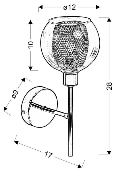 Nástěnné designové osvětlení OZZO - 1xE14, 40W, chromované / čiré