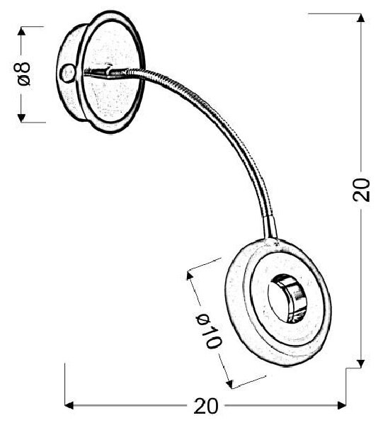 Nástěnná LED lampička k posteli ARM - 5W, 3000K (teplá bílá), chromovaná