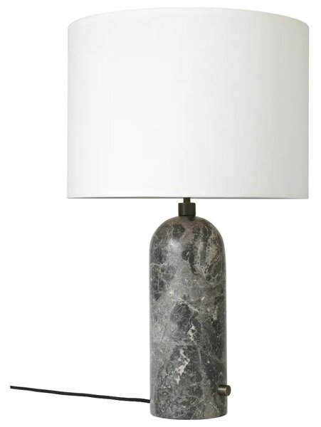 GUBI Šedá mramorová stolní lampa Gravity 49 cm s bílým stínidlem