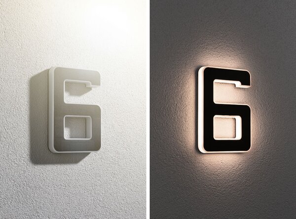 Paulmann 79847 solární domovní číslo 6 s vyměnitelnou baterií LED 0,2W 3000K, výška 23cm, IP44