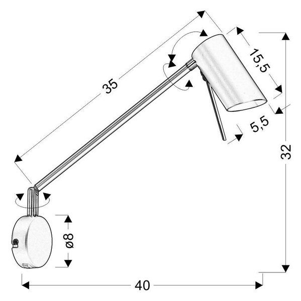Flexibilní nástěnná lampa na čtení MILLY - 1xGU10, 40W, matná bílá