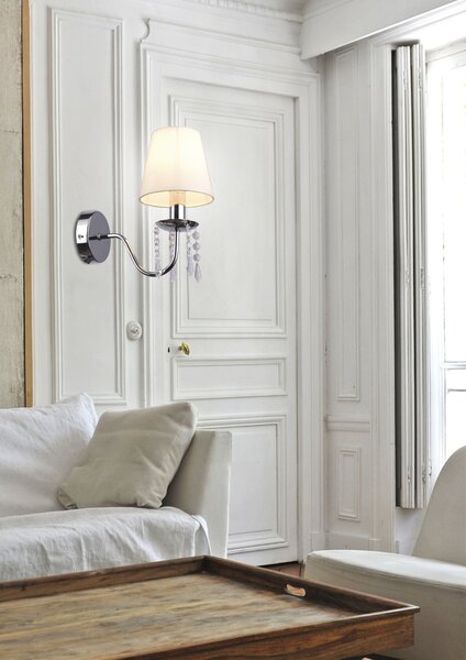 Moderní nástěnná lampa RUTI - 1xE14, 40W, chromovaná / béžová