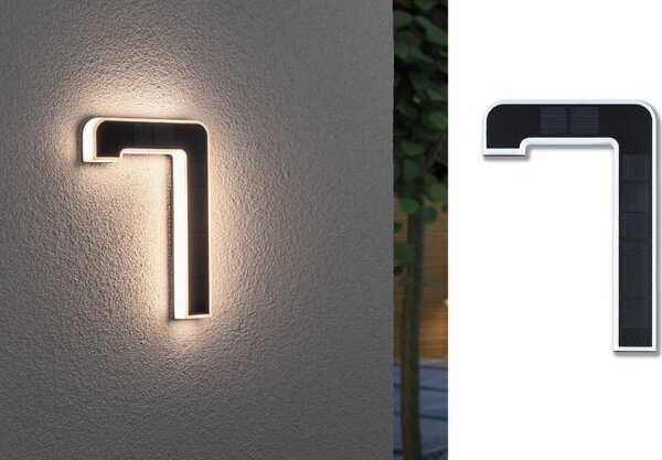 Paulmann 79848 solární domovní číslo 7 s vyměnitelnou baterií LED 0,2W 3000K, výška 23cm, IP44