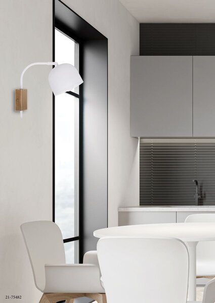 Moderní nástěnné osvětlení RUPI - 1xE27, 40W, přírodní dřevo / bílé