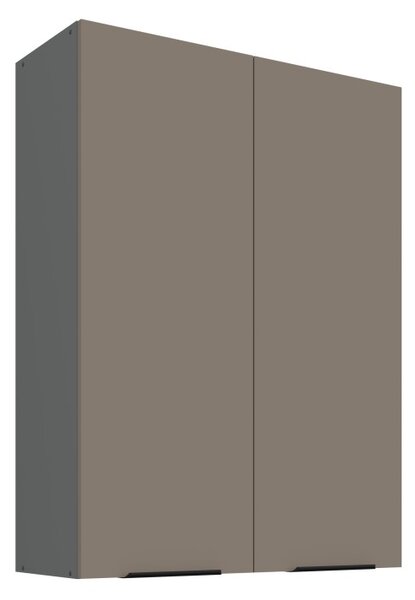 Vysoká horní kuchyňská skříňka LUNARA - šířka 80 cm, tmavě béžová / antracit