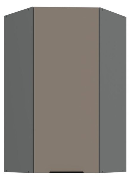 Vysoká horní rohová skříňka LUNARA 1 - 60x60 cm, tmavě béžová / antracit